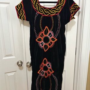 Vintage Original Cameroonian Toghu/Atoghu Velvet Hand Embroidered Dress